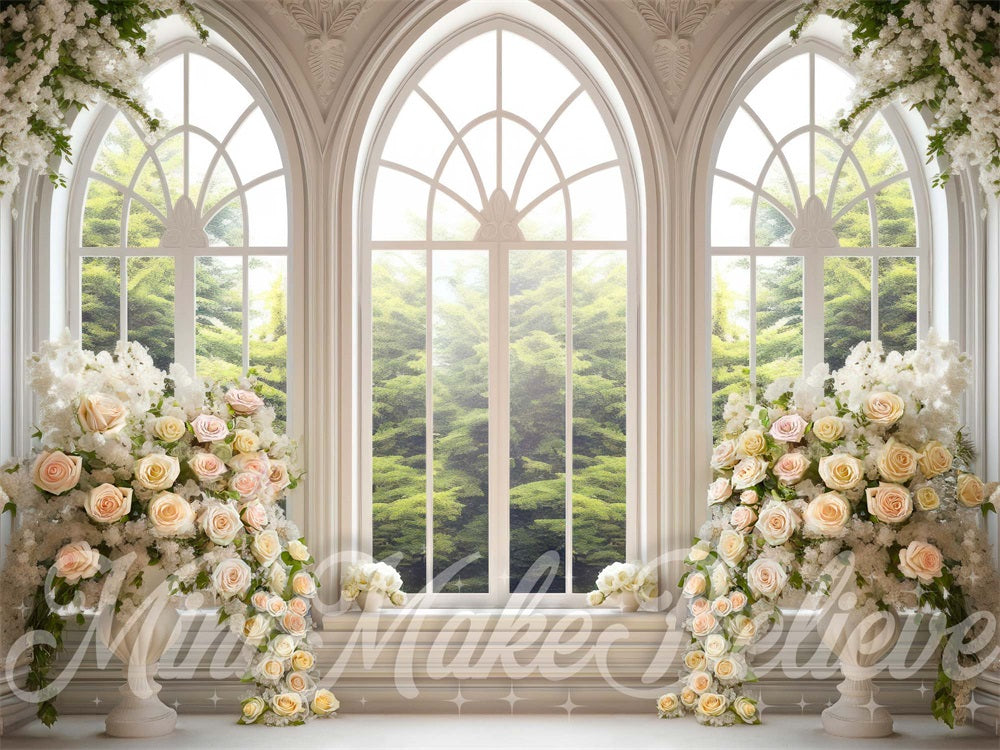 Kate White Floral Cathedral Windows Spring Backdrop Designed by Mini MakeBelieve - Kate Backdrop AU