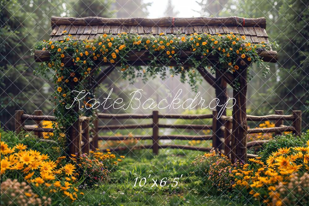Kate Spring Flowers Wooden Fence Backdrop Designed by Chain Photography - Kate Backdrop AU