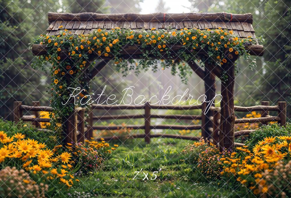 Kate Spring Flowers Wooden Fence Backdrop Designed by Chain Photography - Kate Backdrop AU