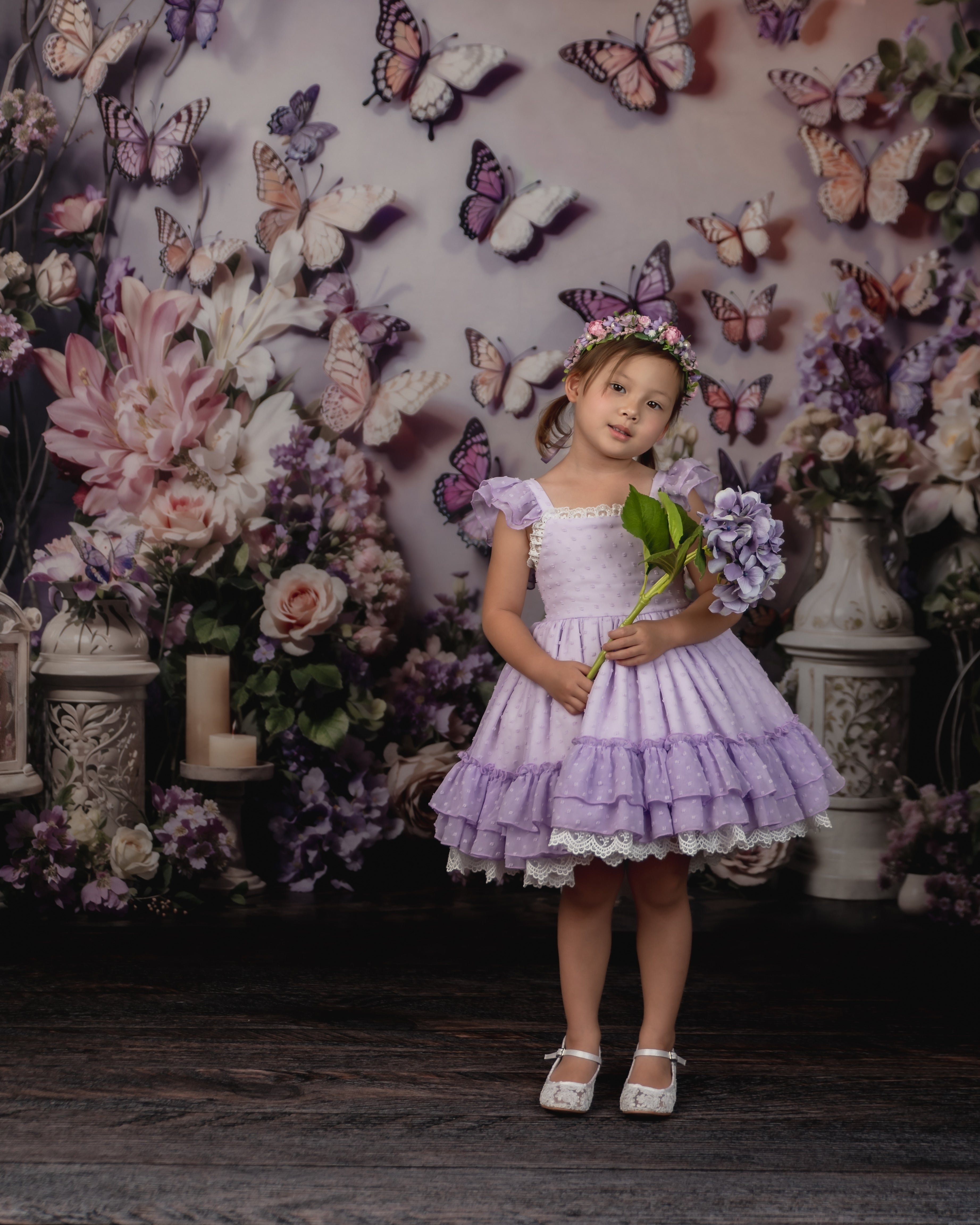 Kate Spring Pink Purple Flowers Butterfly Wall Backdrop Designed by Emetselch - Kate Backdrop AU
