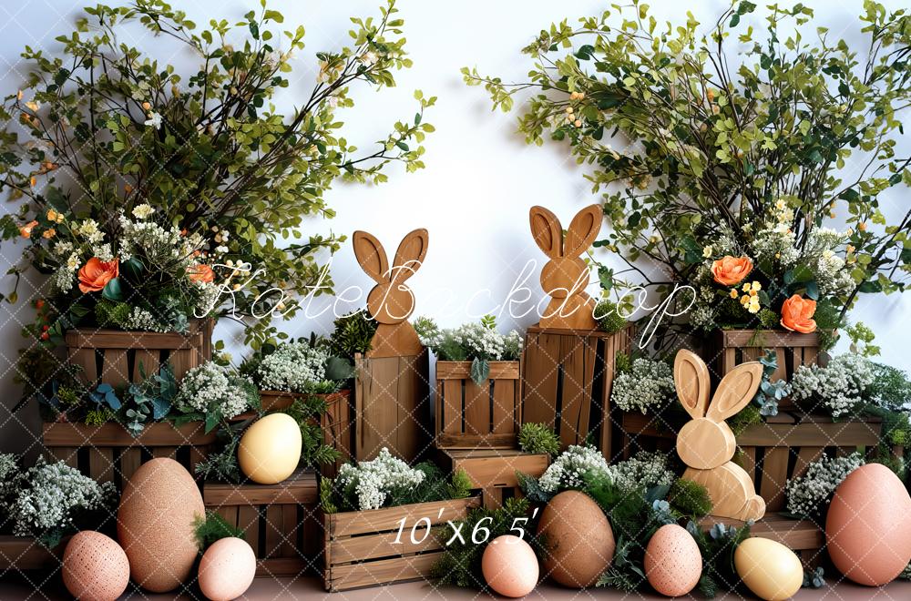 Kate Wooden Bunnies Easter Backdrop Designed by Patty Robertss - Kate Backdrop AU