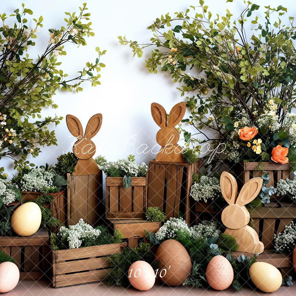 Kate Wooden Bunnies Easter Backdrop Designed by Patty Robertss - Kate Backdrop AU