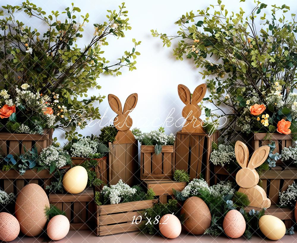 Kate Wooden Bunnies Easter Backdrop Designed by Patty Robertss - Kate Backdrop AU