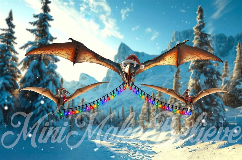 Kate Dino Ptera Christmas Backdrop Designed by Mini MakeBelieve - Kate Backdrop AU