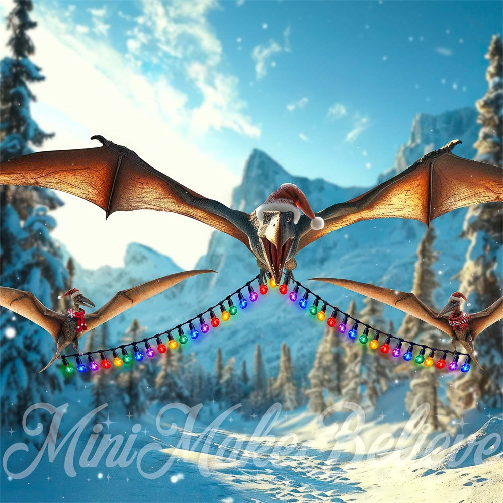 Kate Dino Ptera Christmas Backdrop Designed by Mini MakeBelieve - Kate Backdrop AU