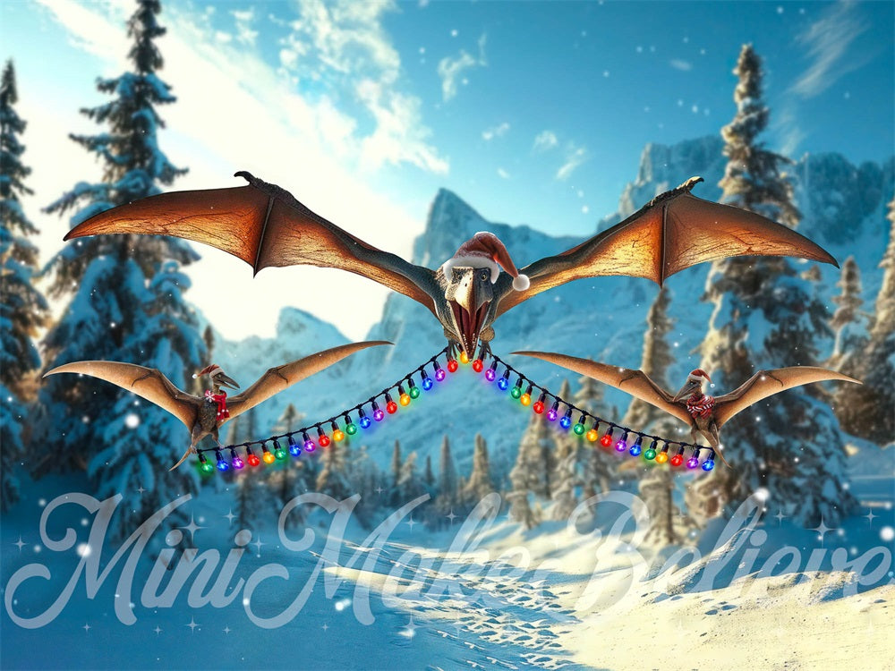 Kate Dino Ptera Christmas Backdrop Designed by Mini MakeBelieve - Kate Backdrop AU