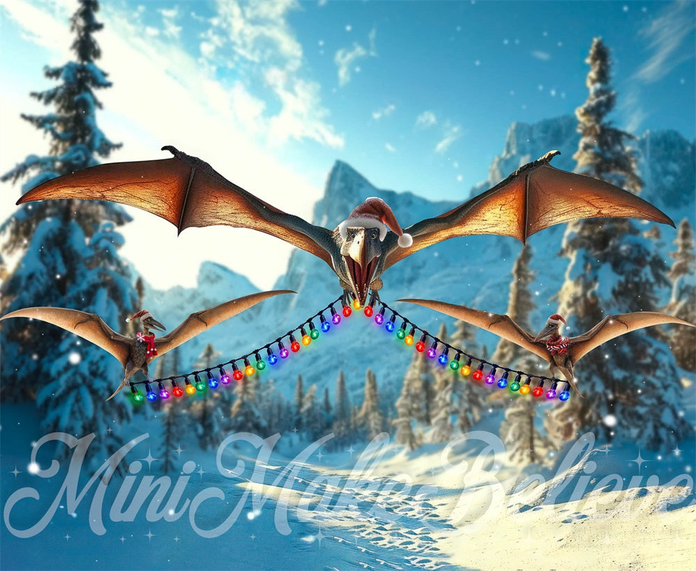 Kate Dino Ptera Christmas Backdrop Designed by Mini MakeBelieve - Kate Backdrop AU