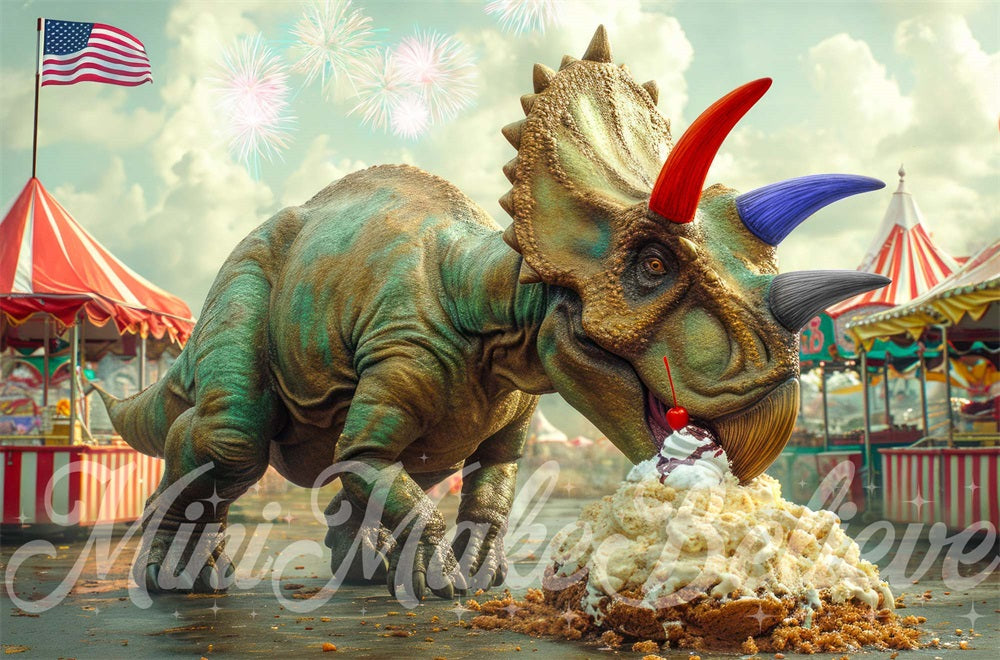 Kate Dino Tricera Independence Backdrop Designed by Mini MakeBelieve - Kate Backdrop AU