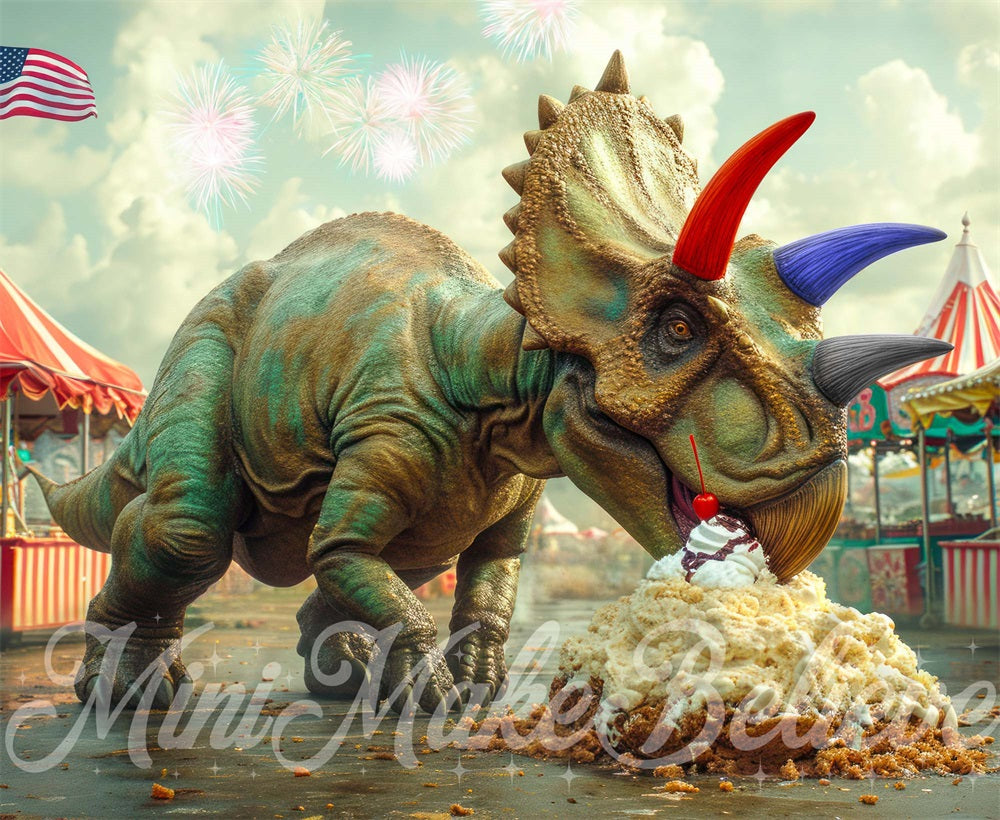 Kate Dino Tricera Independence Backdrop Designed by Mini MakeBelieve - Kate Backdrop AU