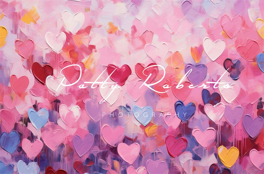 Kate Valentines Day Painted Hearts Backdrop Designed by Patty Robertss - Kate Backdrop AU