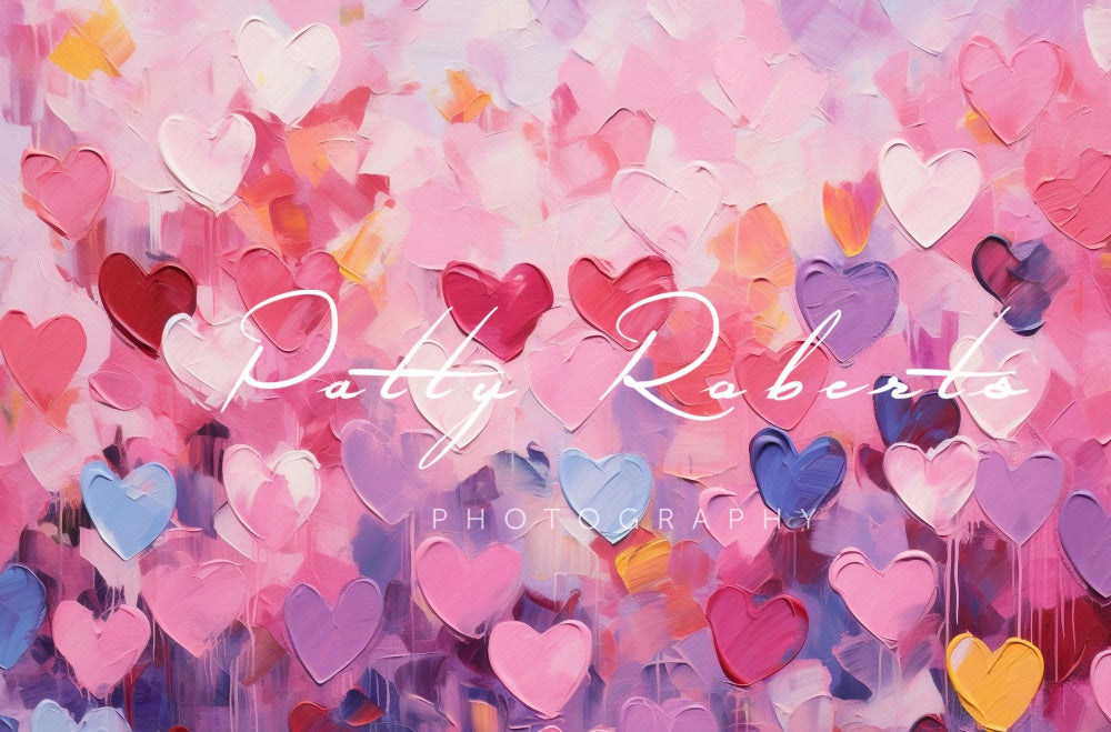 Kate Valentines Day Painted Hearts Backdrop Designed by Patty Robertss - Kate Backdrop AU