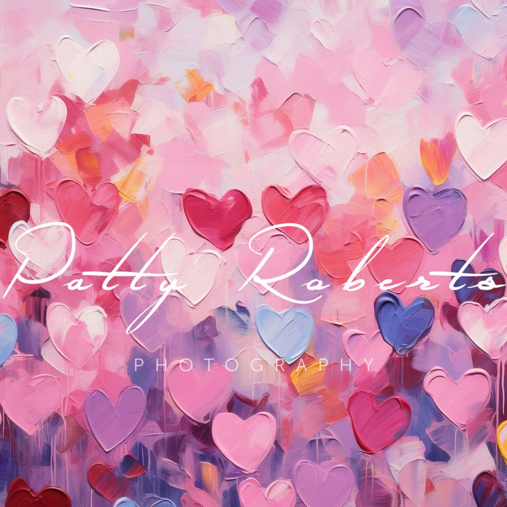 Kate Valentines Day Painted Hearts Backdrop Designed by Patty Robertss - Kate Backdrop AU