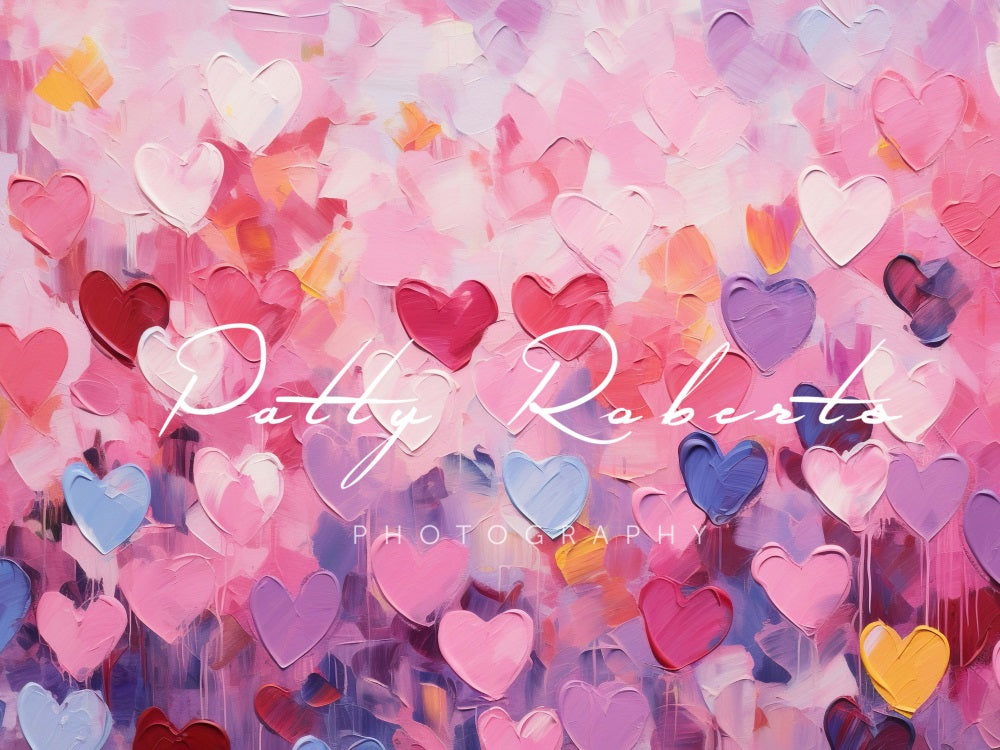 Kate Valentines Day Painted Hearts Backdrop Designed by Patty Robertss - Kate Backdrop AU