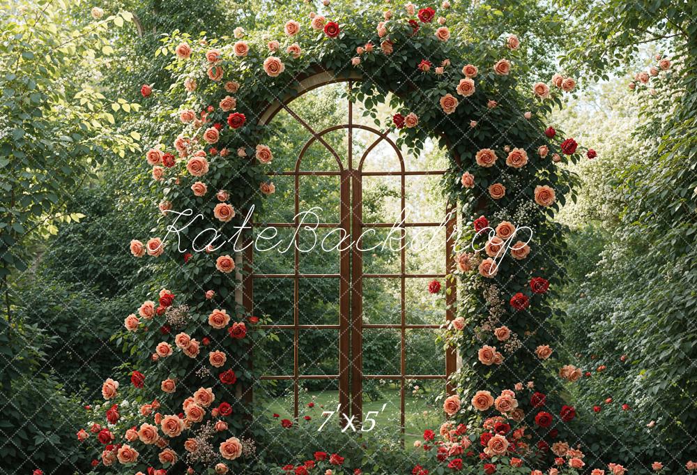 Kate Spring Flowers Woods Window Door Backdrop Designed by Emetselch - Kate Backdrop AU