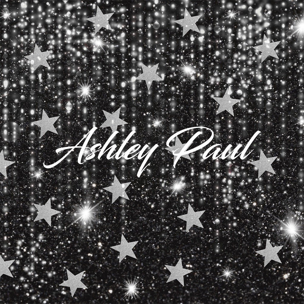 Kate Black Shiny Stars Backdrop Designed by Ashley Paul - Kate Backdrop AU
