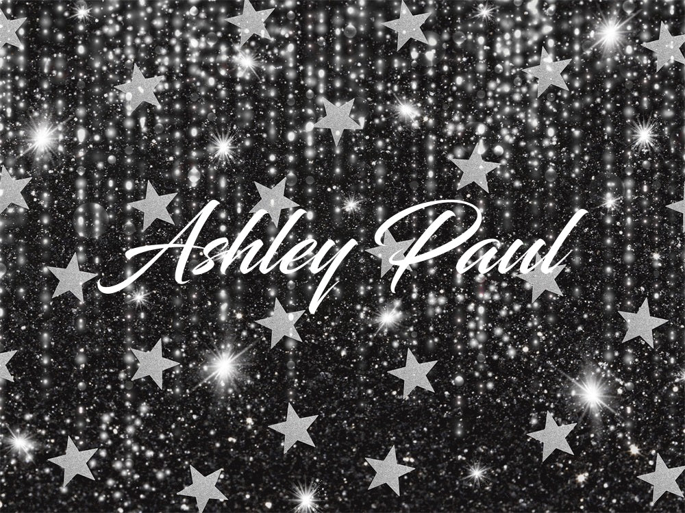 Kate Black Shiny Stars Backdrop Designed by Ashley Paul - Kate Backdrop AU