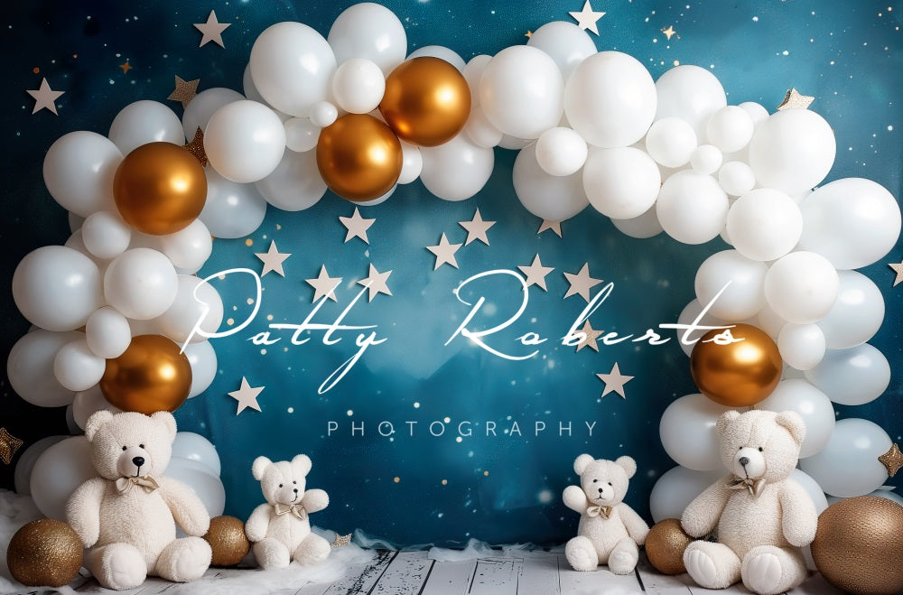 Kate White Balloons Arch and Bears Backdrop Designed by Patty Robertss - Kate Backdrop AU