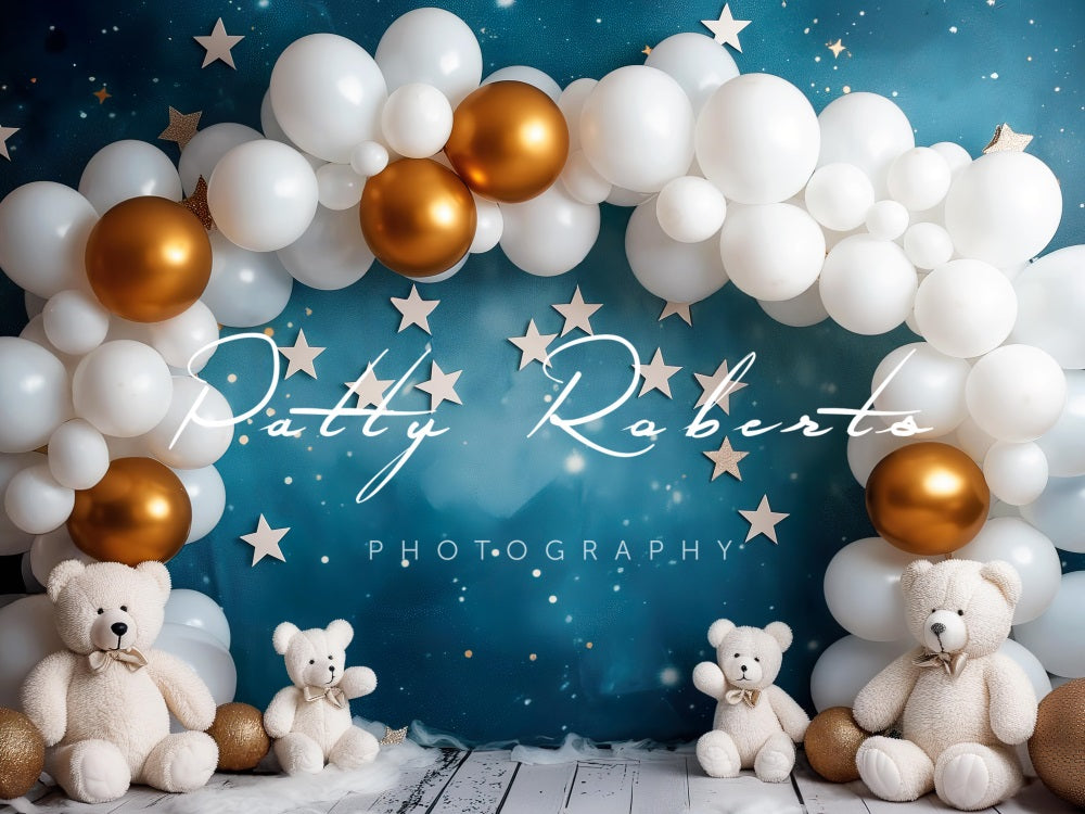 Kate White Balloons Arch and Bears Backdrop Designed by Patty Robertss - Kate Backdrop AU