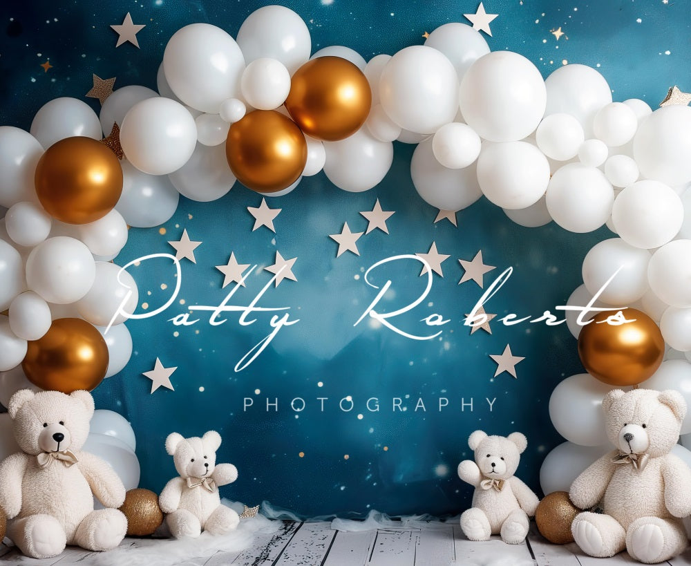 Kate White Balloons Arch and Bears Backdrop Designed by Patty Robertss - Kate Backdrop AU