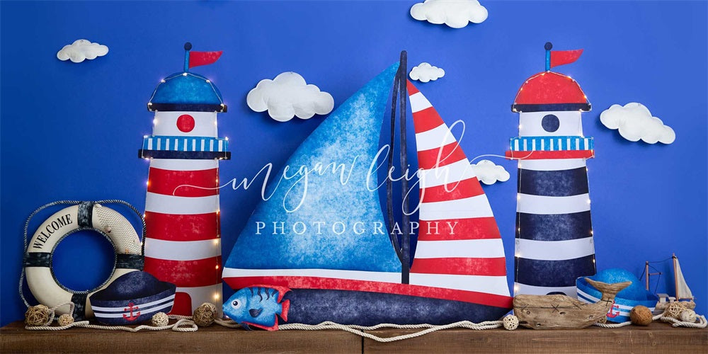 Kate Sail Away Cake Smash Backdrop Designed by Megan Leigh Photography - Kate Backdrop AU