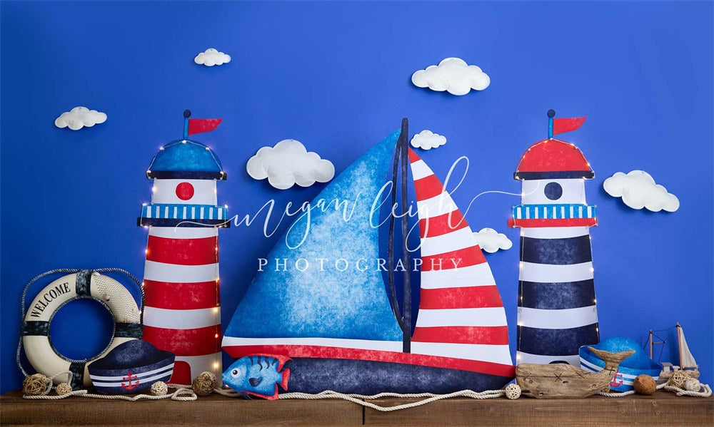 Kate Sail Away Cake Smash Backdrop Designed by Megan Leigh Photography - Kate Backdrop AU