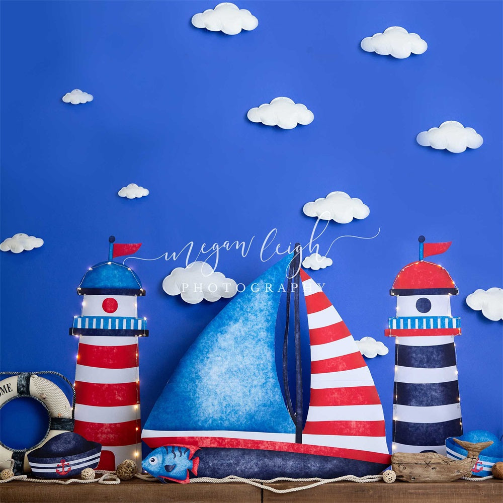 Kate Sail Away Cake Smash Backdrop Designed by Megan Leigh Photography - Kate Backdrop AU