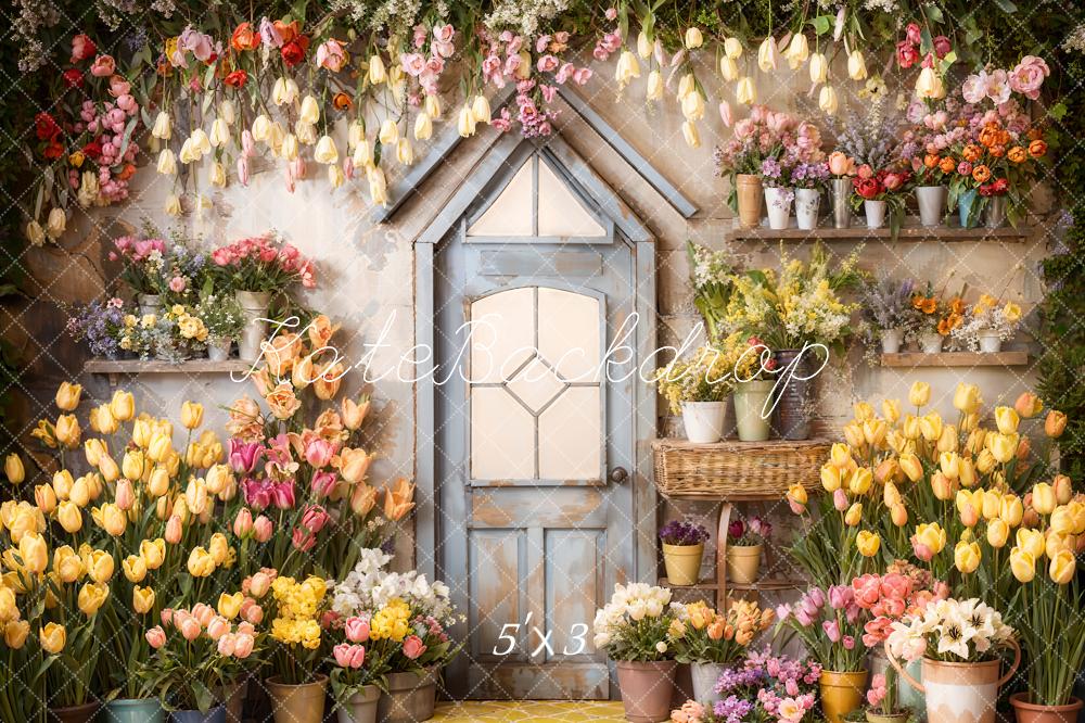 Kate Spring Flowers Tulips Greenhouse Backdrop Designed by Emetselch - Kate Backdrop AU