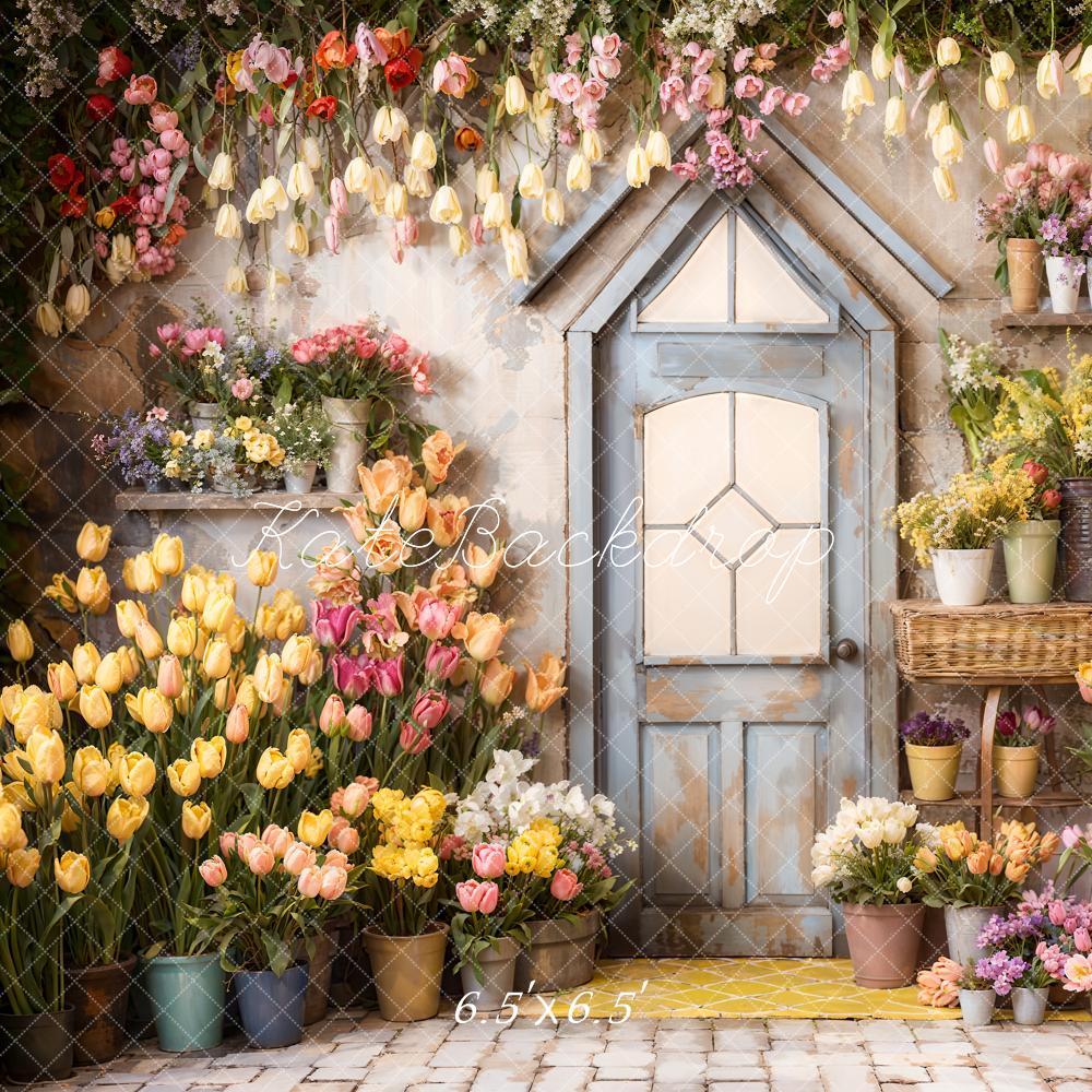 Kate Spring Flowers Tulips Greenhouse Backdrop Designed by Emetselch - Kate Backdrop AU