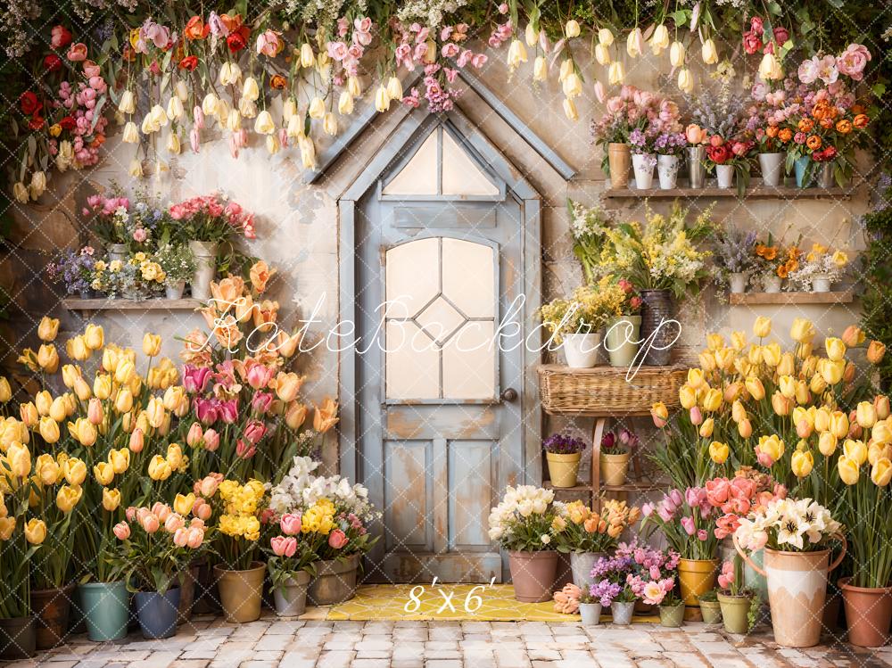 Kate Spring Flowers Tulips Greenhouse Backdrop Designed by Emetselch - Kate Backdrop AU
