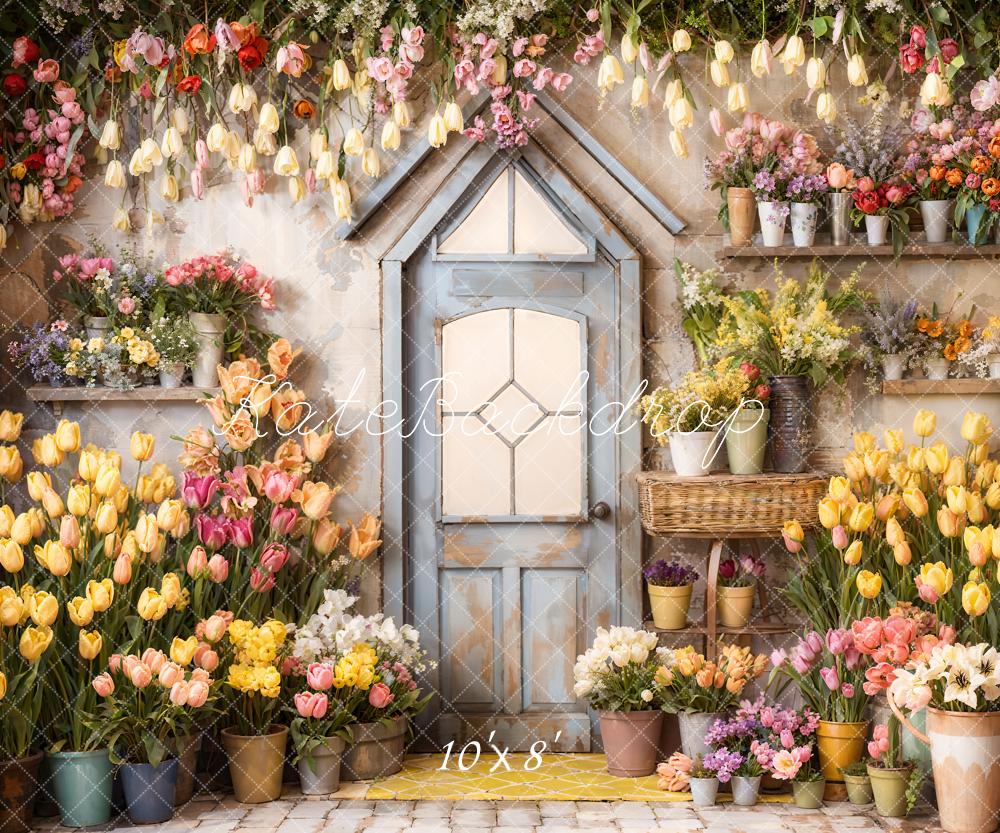 Kate Spring Flowers Tulips Greenhouse Backdrop Designed by Emetselch - Kate Backdrop AU