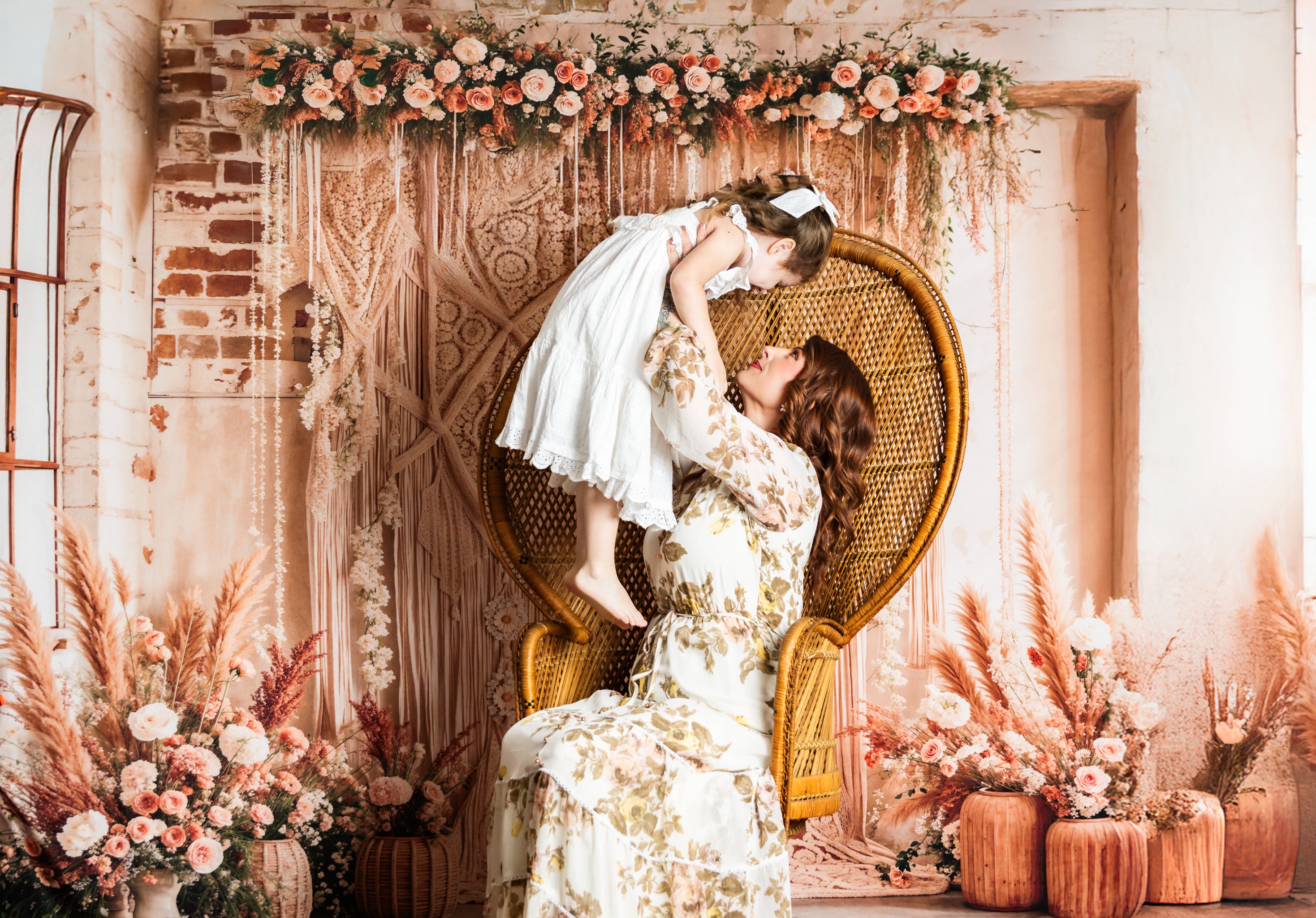 Kate Mother's Day White Curtain Vintage Frame Window Room Set(8ftx8ft&10ftx8ft&8ftx10ft) - Kate Backdrop AU