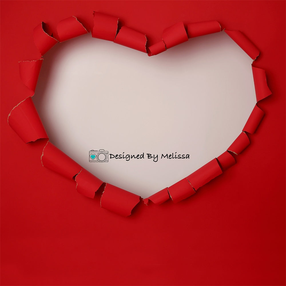 Kate Valentines Red Torn Heart Backdrop Designed by Melissa King - Kate Backdrop AU