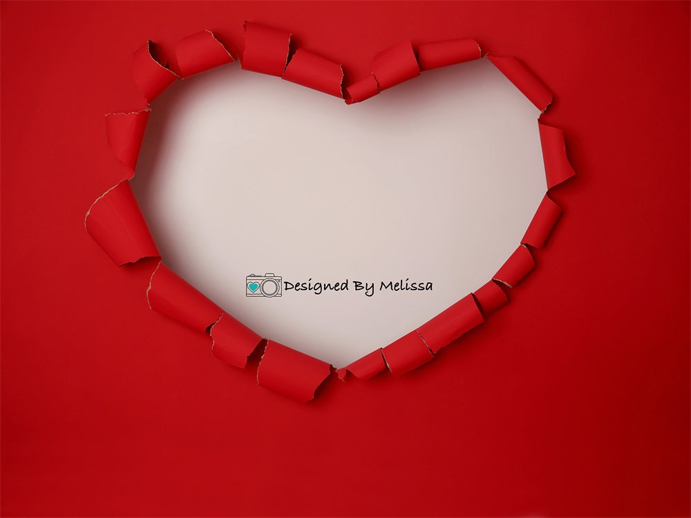 Kate Valentines Red Torn Heart Backdrop Designed by Melissa King - Kate Backdrop AU