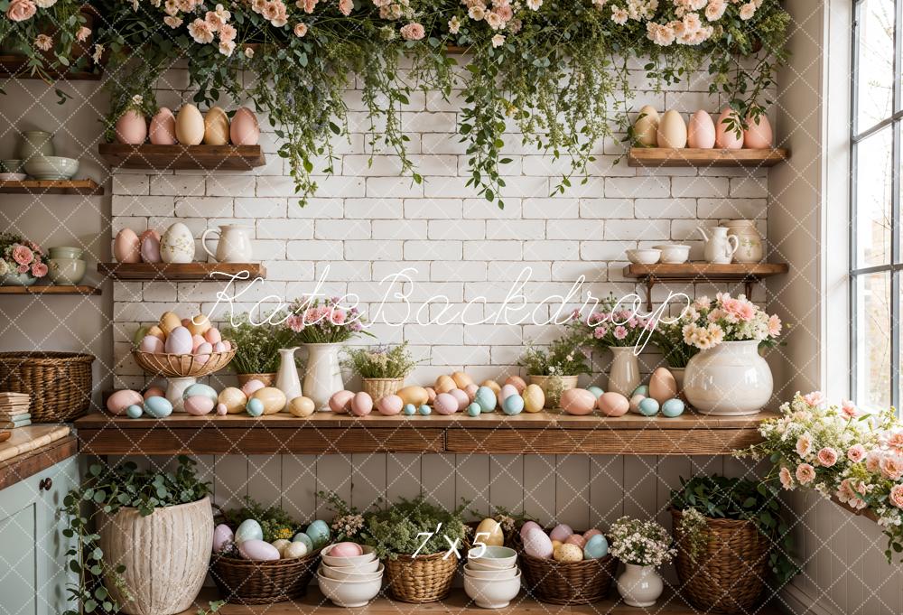 Kate Easter Eggs Flowers Kitchen Backdrop Designed by Emetselch - Kate Backdrop AU