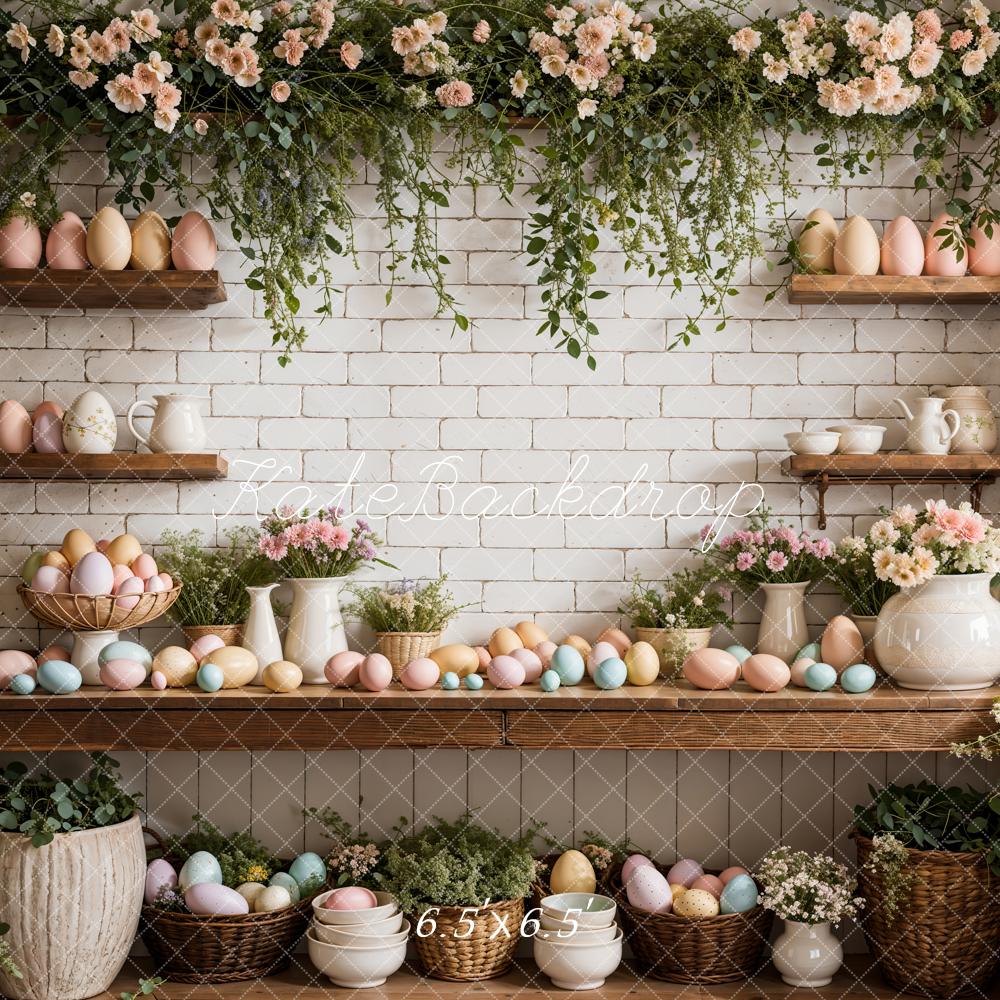Kate Easter Eggs Flowers Kitchen Backdrop Designed by Emetselch - Kate Backdrop AU