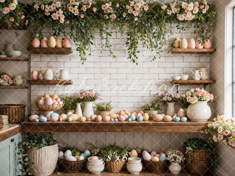 Kate Easter Eggs Flowers Kitchen Backdrop Designed by Emetselch - Kate Backdrop AU