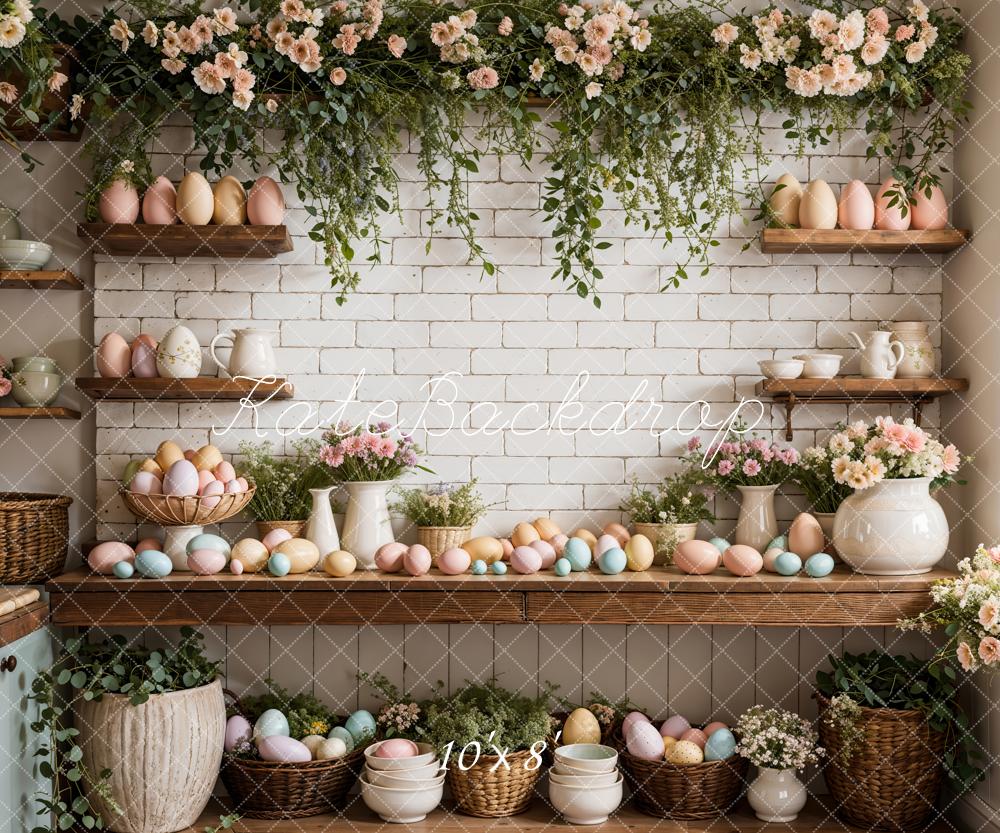 Kate Easter Eggs Flowers Kitchen Backdrop Designed by Emetselch - Kate Backdrop AU