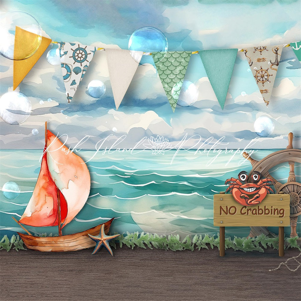 Kate Seascape Crab Backdrop Designed by Laura Bybee - Kate Backdrop AU