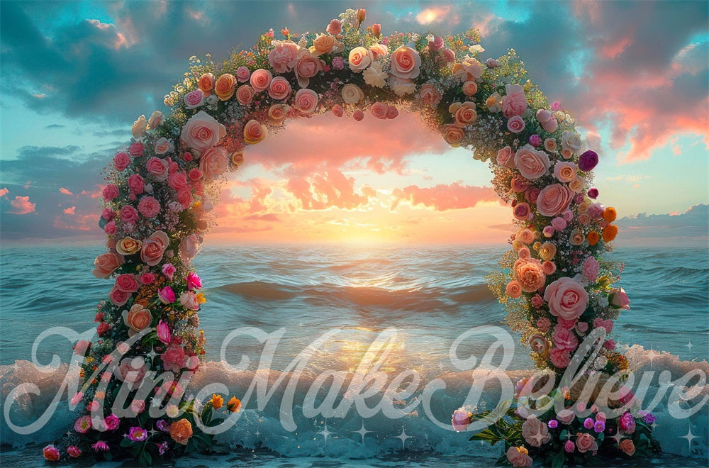 Kate Sunset Flower Arch Ocean Backdrop Designed by Mini MakeBelieve - Kate Backdrop AU
