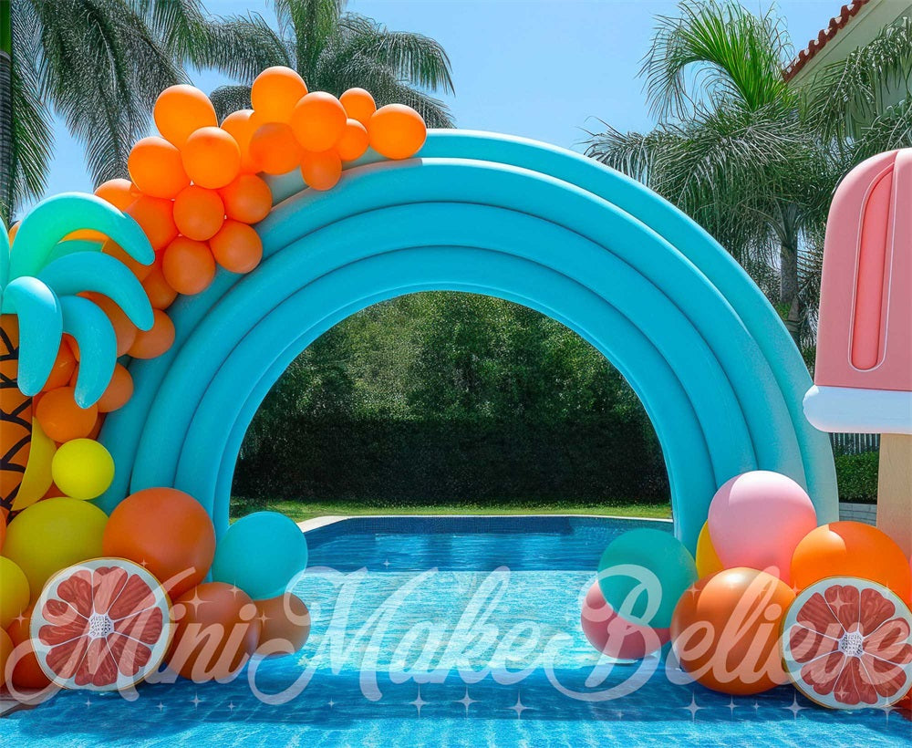 Kate Summer Pool Balloon Arch Backdrop Designed by Mini MakeBelieve - Kate Backdrop AU