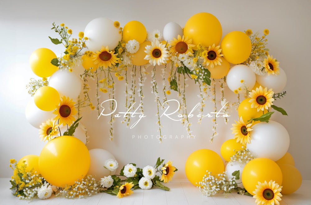 Kate Sunflowers and Balloons Garland Backdrop Designed by Patty Robert - Kate Backdrop AU