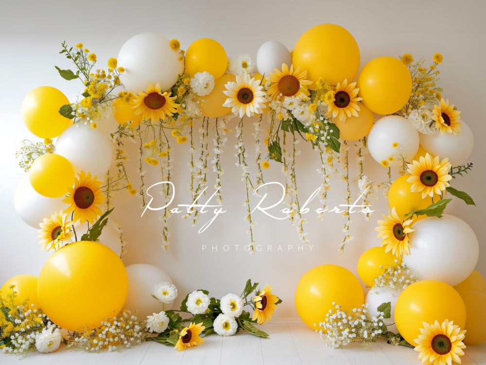 Kate Sunflowers and Balloons Garland Backdrop Designed by Patty Robert - Kate Backdrop AU