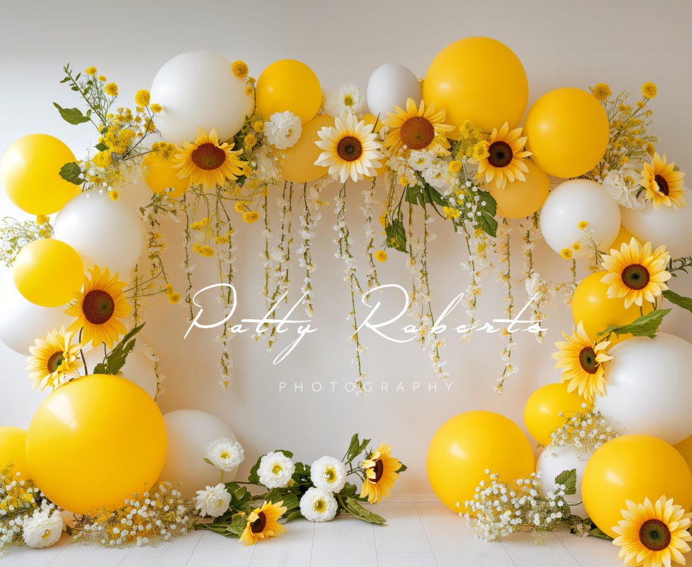 Kate Sunflowers and Balloons Garland Backdrop Designed by Patty Robert - Kate Backdrop AU