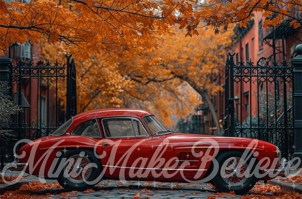 Kate Exterior Fall Car Backdrop Designed by Mini MakeBelieve - Kate Backdrop AU