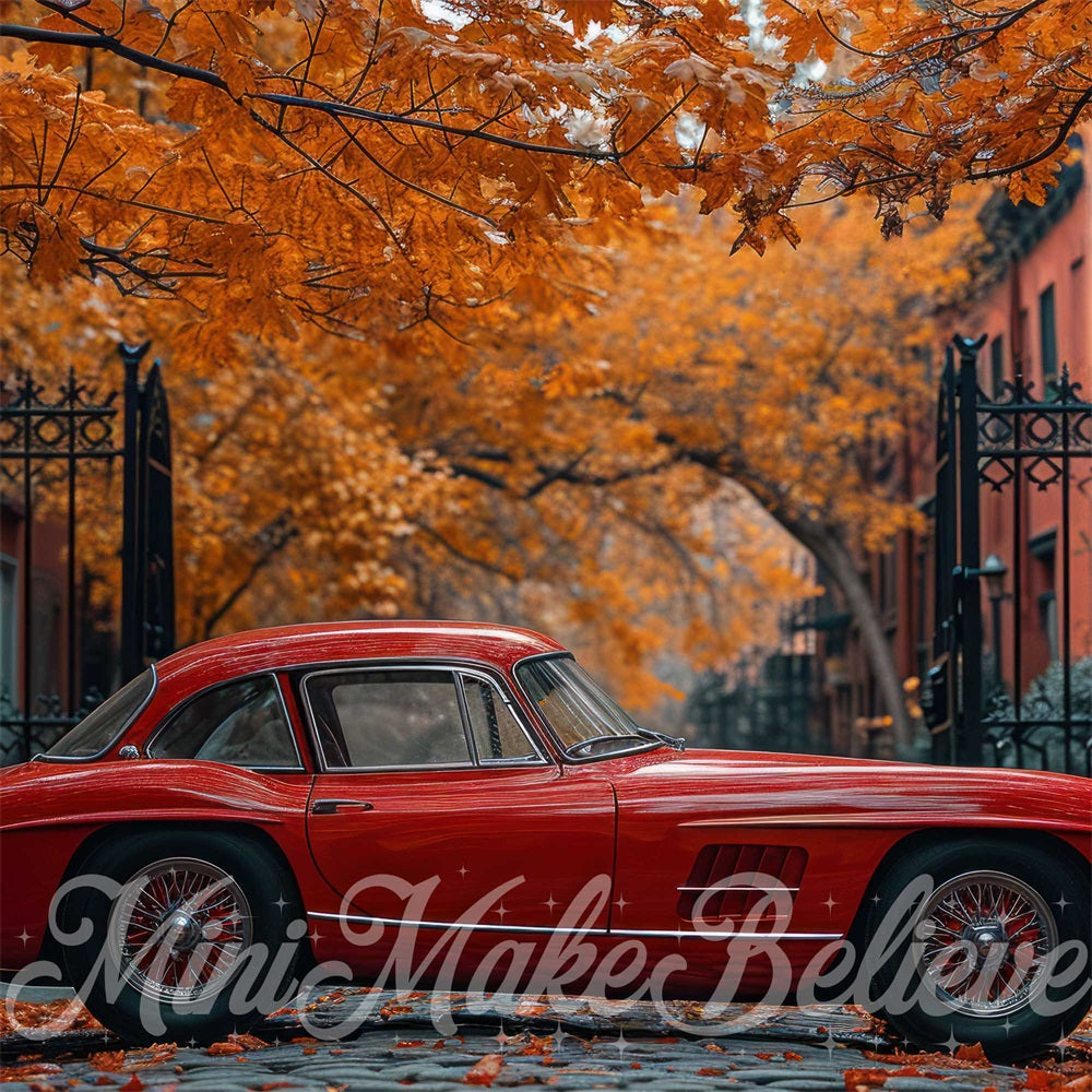 Kate Exterior Fall Car Backdrop Designed by Mini MakeBelieve - Kate Backdrop AU
