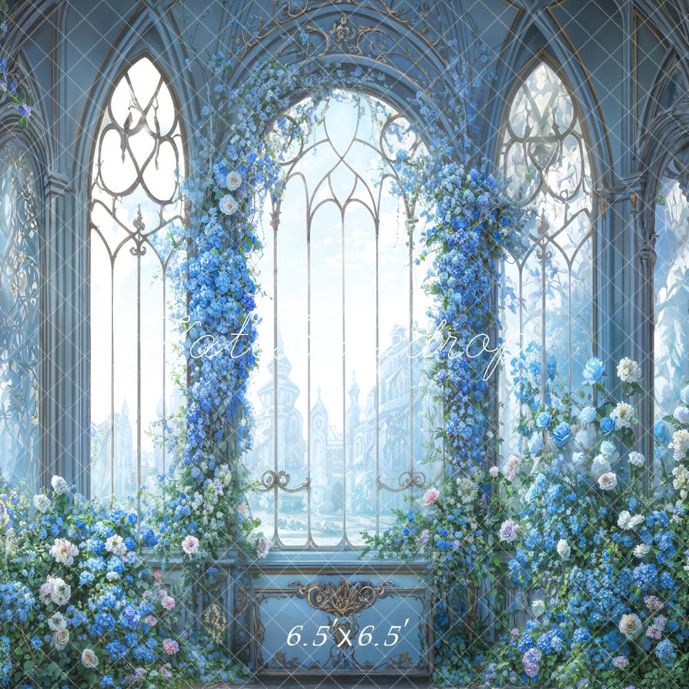 Kate Blue Fancy Arched Window Backdrop Designed by GQ - Kate Backdrop AU