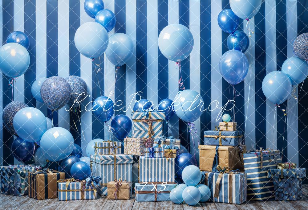 Kate Blue Balloon Gifts Cake Smash Backdrop Designed by Emetselch - Kate Backdrop AU