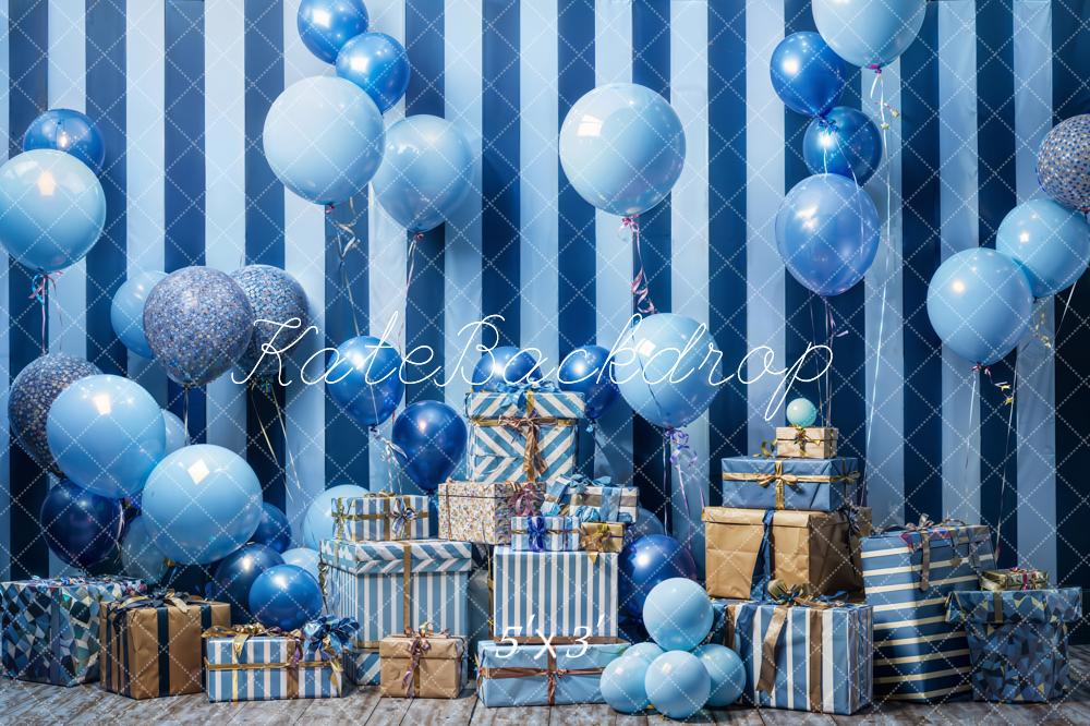 Kate Blue Balloon Gifts Cake Smash Backdrop Designed by Emetselch - Kate Backdrop AU