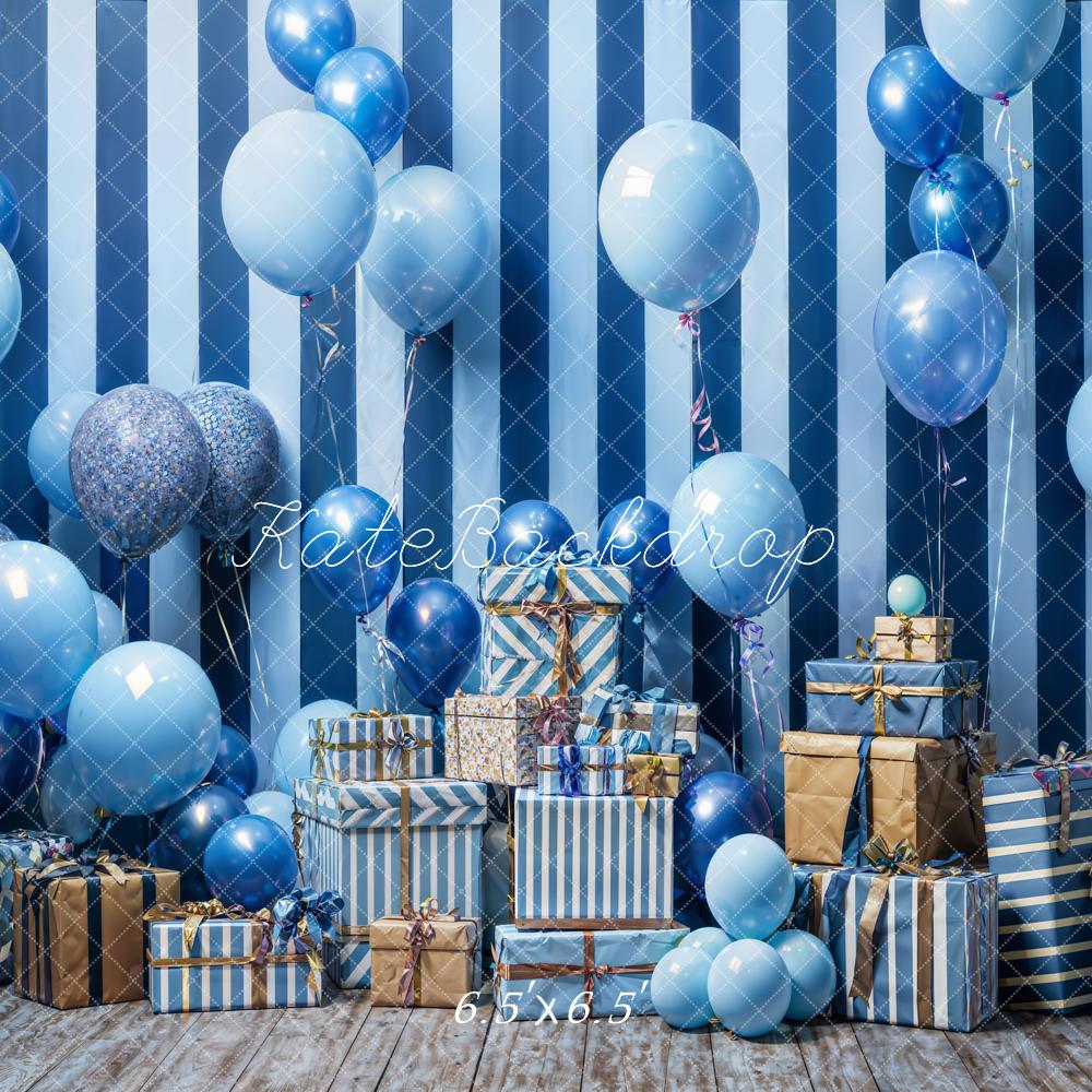Kate Blue Balloon Gifts Cake Smash Backdrop Designed by Emetselch - Kate Backdrop AU
