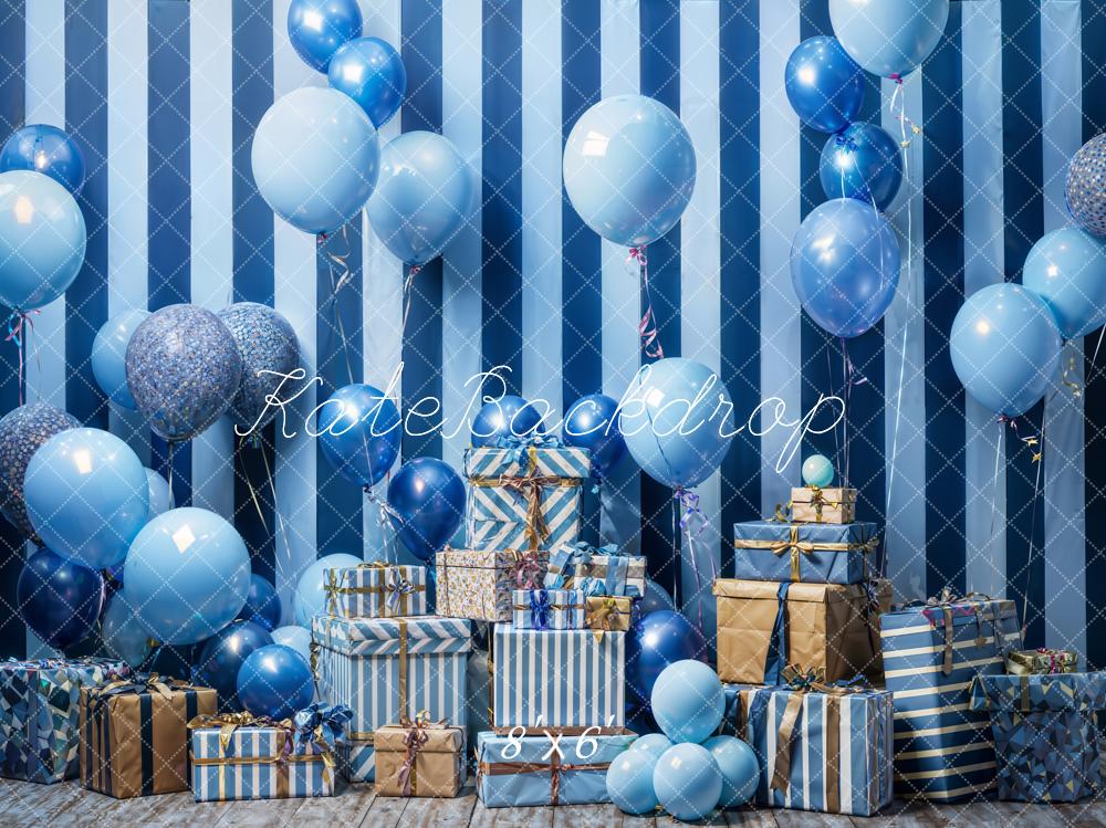 Kate Blue Balloon Gifts Cake Smash Backdrop Designed by Emetselch - Kate Backdrop AU